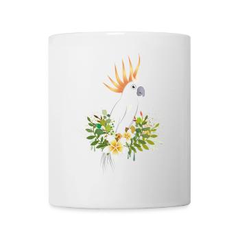 Cockatoo bird with lush plants and flowers - Mug - white - Front