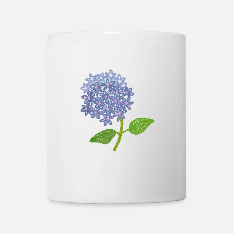 hortensia brodé - Mug blanc - blanc