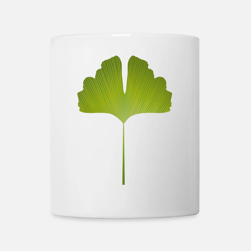 saftig grünes Ginkgo Blatt mit hellen Linien - Tasse - Weiß
