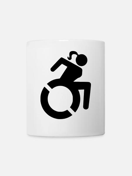 Woman in wheelchair, female roller, wheelchair # - Mug - white