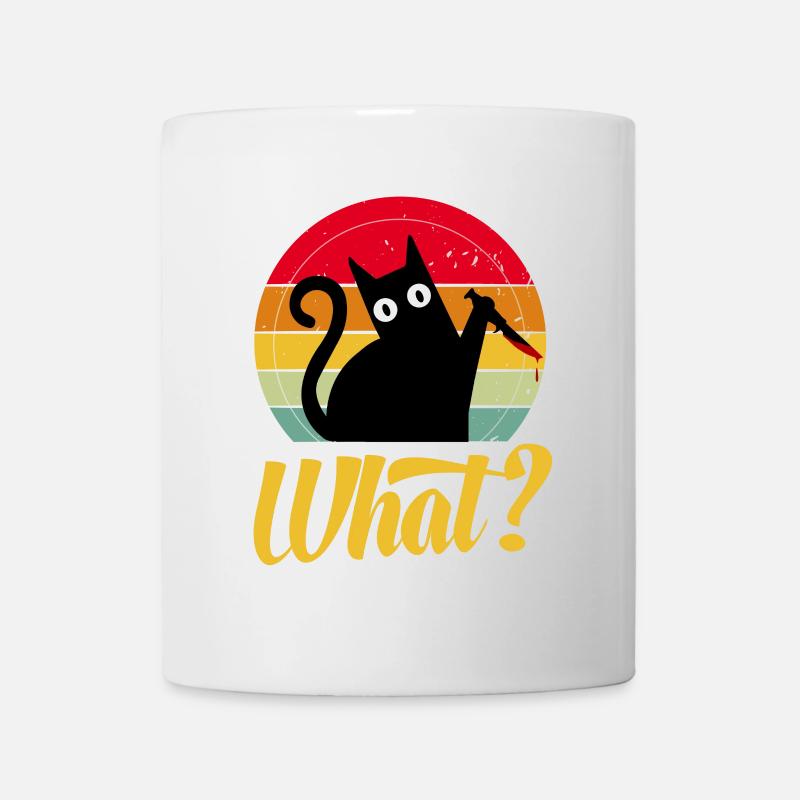 Katze Mit Messer lustig Geschenkidee - Tasse - Weiß