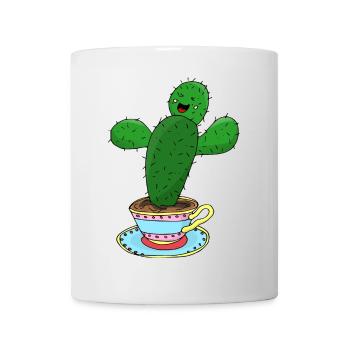 Cactus en tasse illustration drôle de vibrations positives - Mug blanc - blanc - Devant