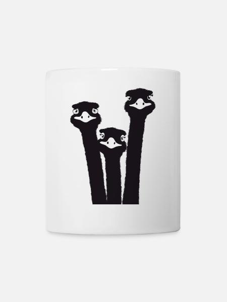 Nandu, Straußenkopf, Emu, Strauß - Tasse - Weiß