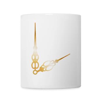 aiguilles d'horloge grandes et petites dorées - Mug blanc - blanc - Devant