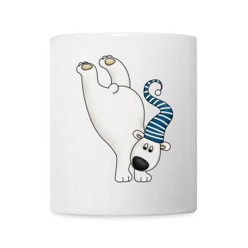 Winterfreigeist Polarbär mit Streifenkappe - Tasse - Weiß - Vorne