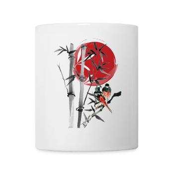 Bamboo row in the red moon - Mug - white - Front