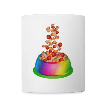 Hundenapf in Regenbogenfarben mit Hundefutter - Tasse - Weiß - Vorne