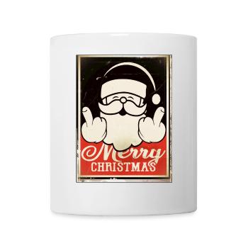 merry noël xmas moyen doigt obey autocollant - Mug blanc - blanc - Devant