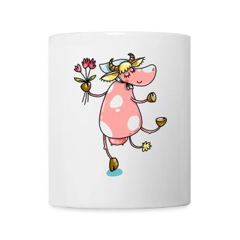 Vache de fermier avec des fleurs mignonne - Mug blanc - blanc - Devant