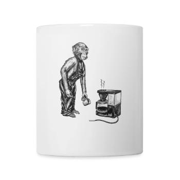 Affe und Kaffee - Tasse - Weiß - Vorne