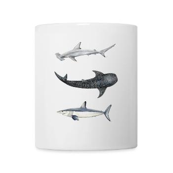 Hai-Trio: Hammerhai, Wal, Mako - Tasse - Weiß - Vorne