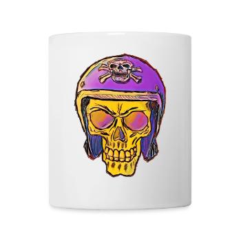 Totenkopf Mit Skullhelm - Tasse - Weiß - Vorne