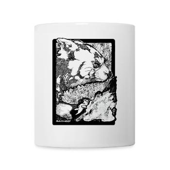 Roter Panda klettert auf Fels (Schwarzweiß) - Tasse - Weiß - Vorne