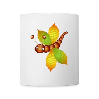 Papillon de châtaignes et de feuilles de châtaignier - Mug blanc - blanc - Devant