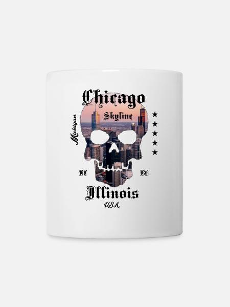 Chicago Skyline Skull - Tasse - Weiß