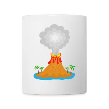 Volcano, eruption, volcanic island, lava, palm trees, mountain - Mug - white - Front