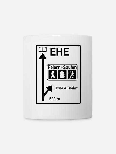 Letzte Ausfahrt vor der Ehe Junggesellenabschied - Tasse - Weiß