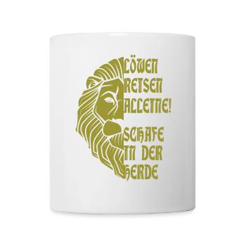 Löwen Reisen Alleine ! - Tasse - Weiß - Vorne