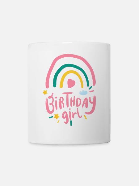 Pastel Rainbow Birthday Girl - Mug - white