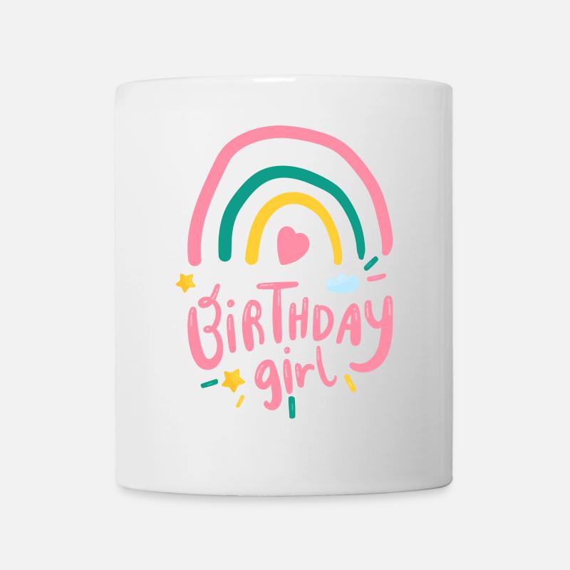 Fille d’anniversaire arc-en-ciel pastel - Mug blanc - blanc