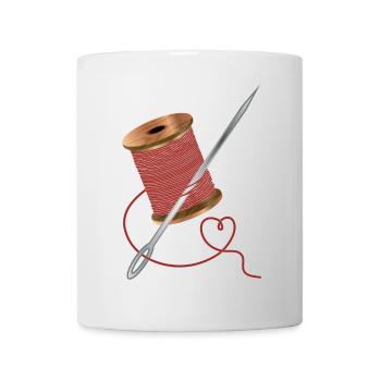 Needle and sewing thread with a lot of love - Mug - white - Front