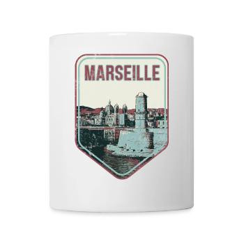 Badge retro, Marseille France est ma ville natale - Mug blanc - blanc - Devant