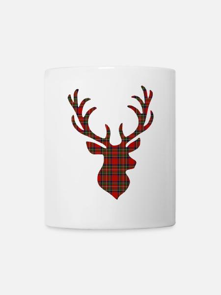 Cervidé tartan rouge - Mug blanc - blanc