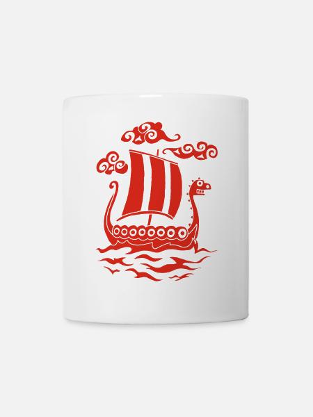 Drakkar rigolo rouge - Mug blanc - blanc