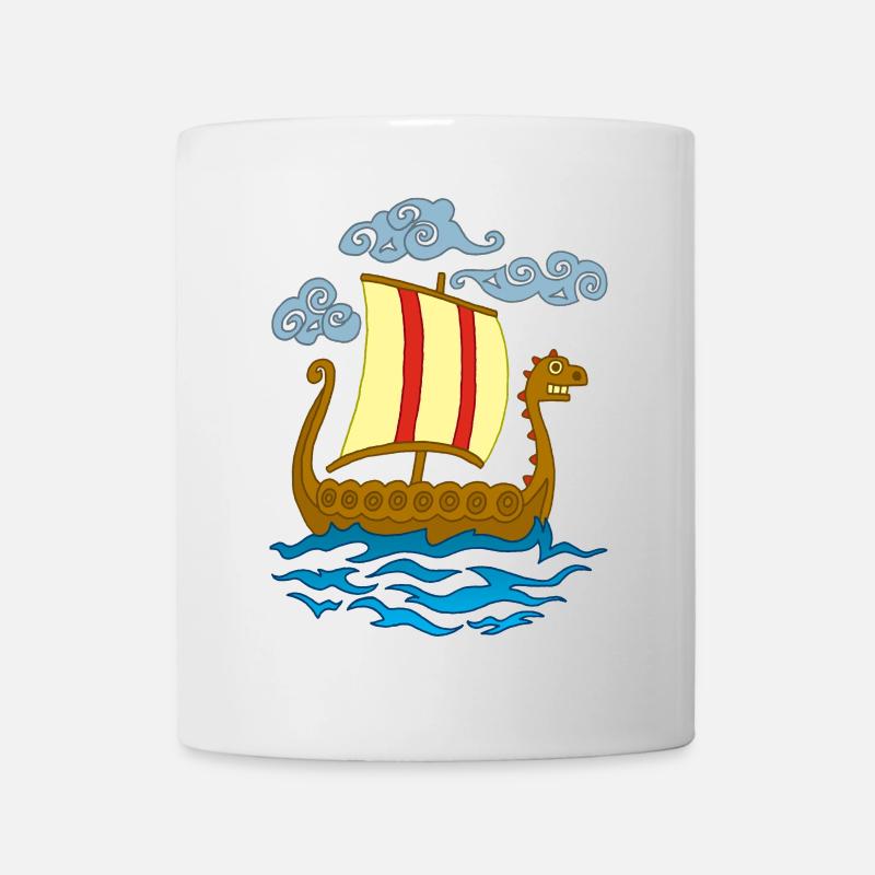 Lustiger Wikinger Drakkar - Tasse - Weiß