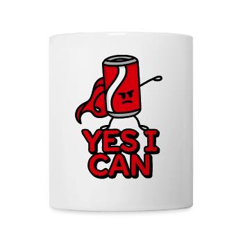 Beverage Can Superhero Cartoon , Yes I can - Mug - white - Front
