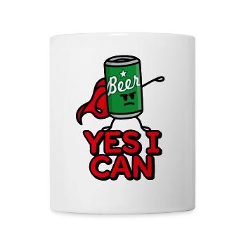 funny beer superhero cartoon beer can yes I can - Mug - white - Front