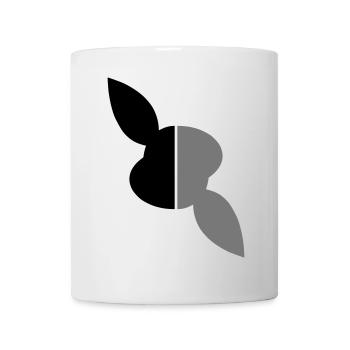 Two halves head rabbit, one half twisted - Mug - white - Front