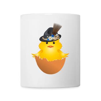 Bavarian chick with traditional hat in eggshell - Mug - white - Front