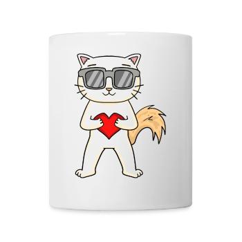 Van turc avec lunettes de soleil et cœur - Mug blanc - blanc - Devant
