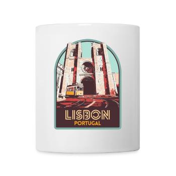 Lisbonne, belle ville Portugal cathedrale tramway - Mug blanc - blanc - Devant