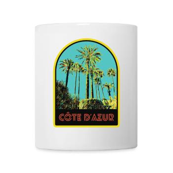 llustration palmiers emblématiques, Còte d'Azur - Mug blanc - blanc - Devant