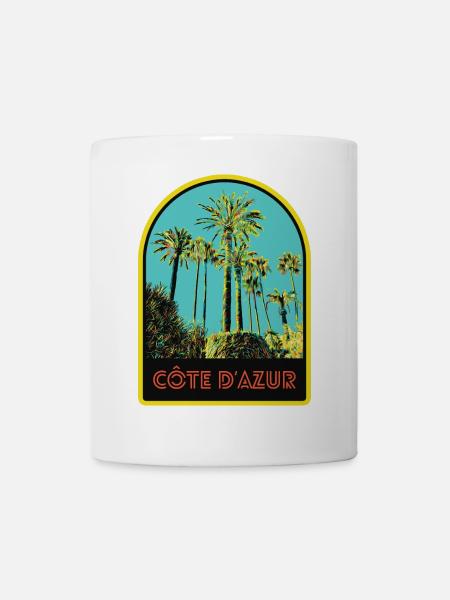 llustration palmiers emblématiques, Còte d'Azur - Mug blanc - blanc