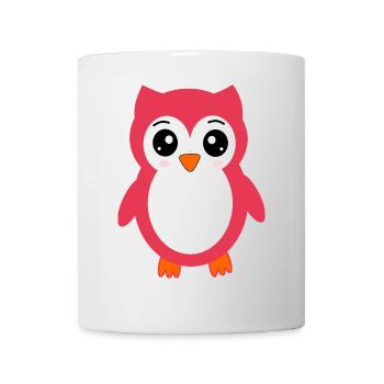 hibou rose rose rouge - Mug blanc - blanc - Devant