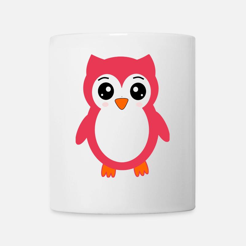 Eule pink rosa rot - Tasse - Weiß