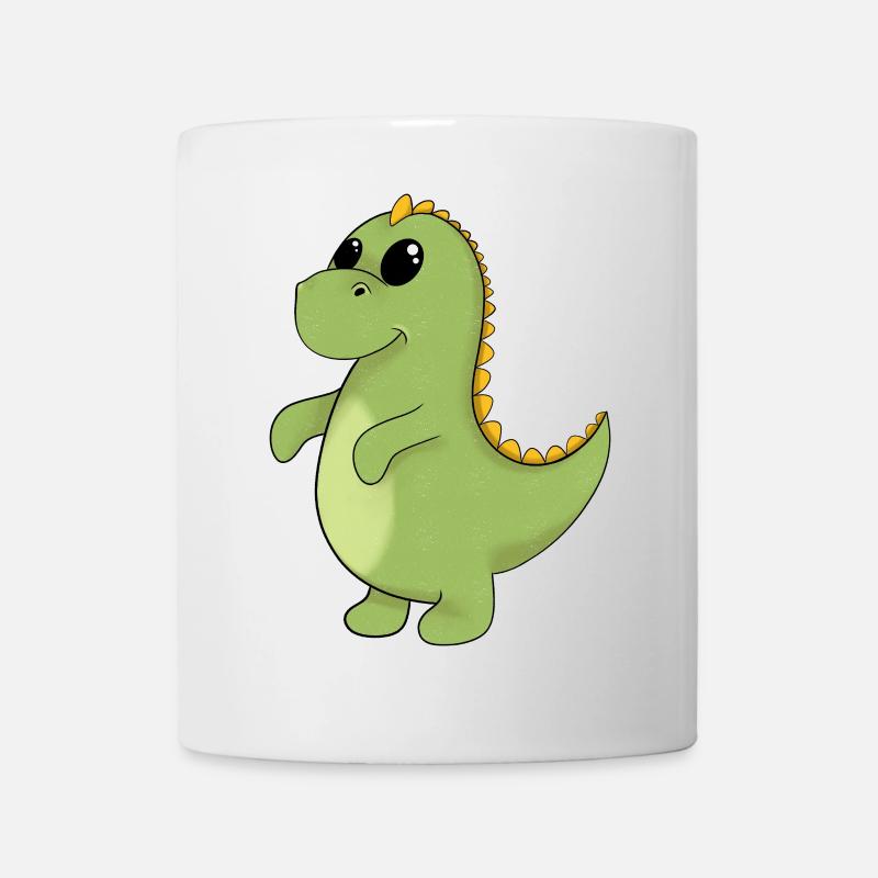 Fröhlicher GrünDino - Tasse - Weiß