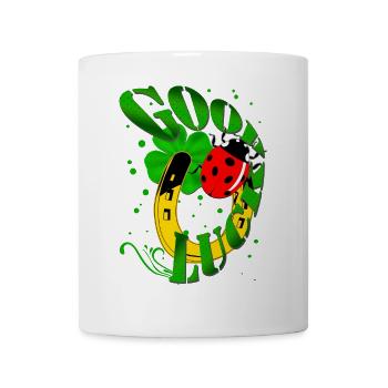 GOOD LUCK Horseshoe Clover Ladybug - Mug - white - Front