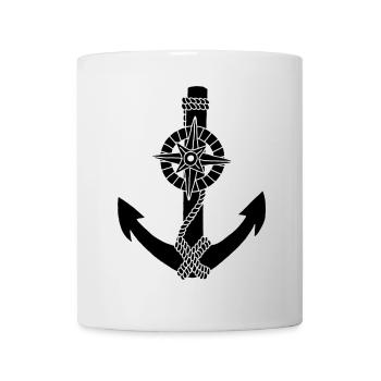 Black anchor compass - Mug - white - Front