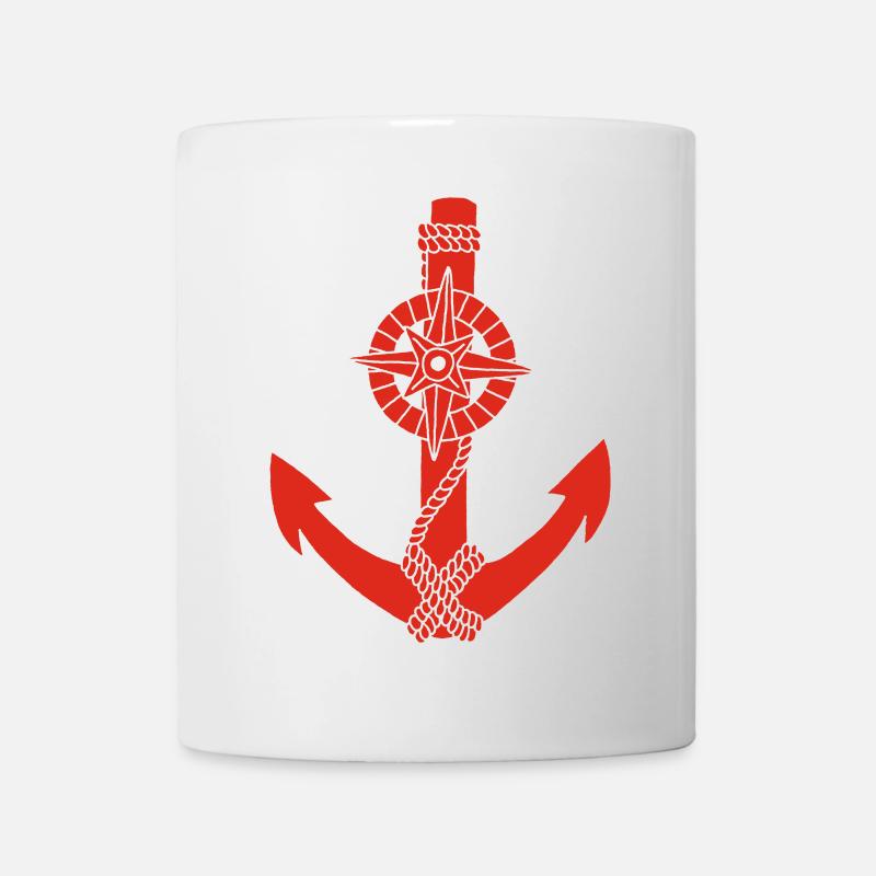 Roter Kompassanker - Tasse - Weiß