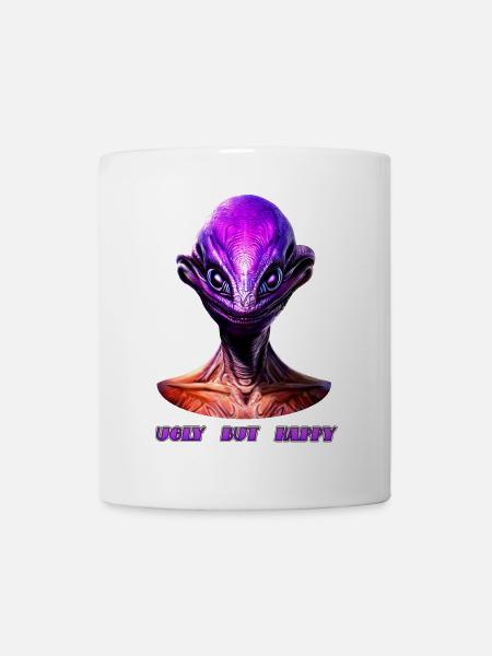 Néon alien laid mais heureux - Mug blanc - blanc