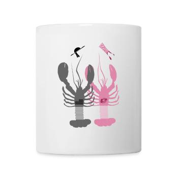 Bretagne - Homards gris et rose - Mug blanc - blanc - Devant