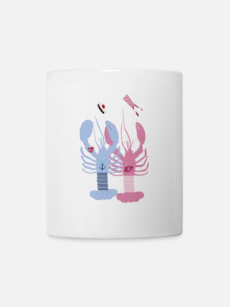 Bretagne - Homards bleu et rose - Mug blanc - blanc