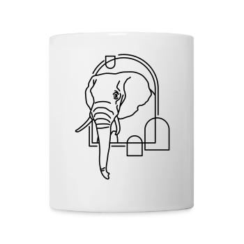 Elefant in geometrischer Form - Line-Art-Design - Tasse - Weiß - Vorne