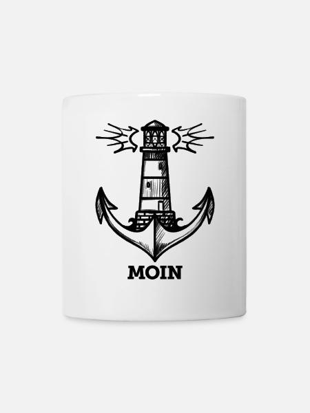 Moin (Leuchtturm/Anker) - Tasse - Weiß