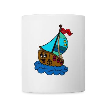 Wotan Wikinger Boot Cartoon - Tasse - Weiß - Vorne