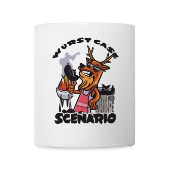 Scénario de cas de saucisse, saucisse bratwurst carbonisée - Mug blanc - blanc - Devant